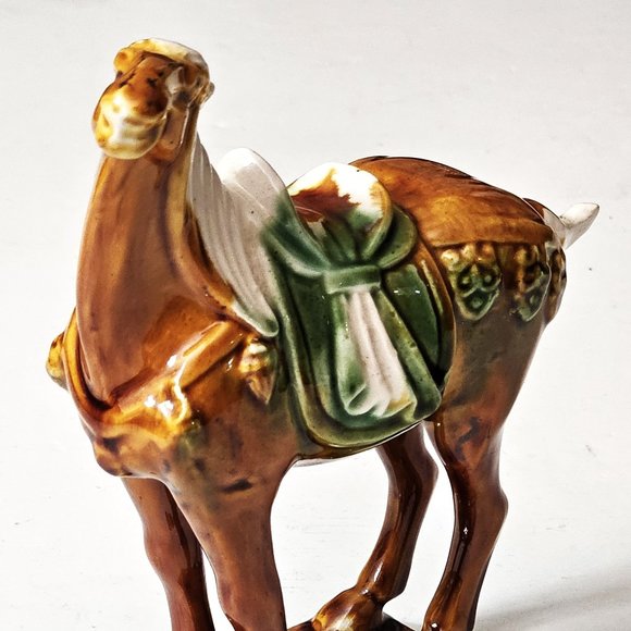 Vintage Tang Dynasty War Horse Figurine: Art Pottery Drip Glaze - Picture 3 of 7